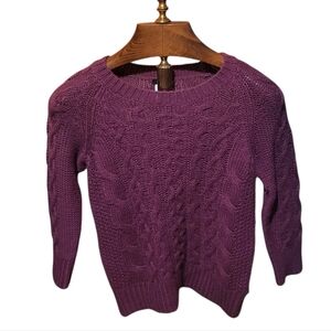 J. Crew Women's Purple Alpaca Wool Blend Crewneck Cableknit Sweater Size XS